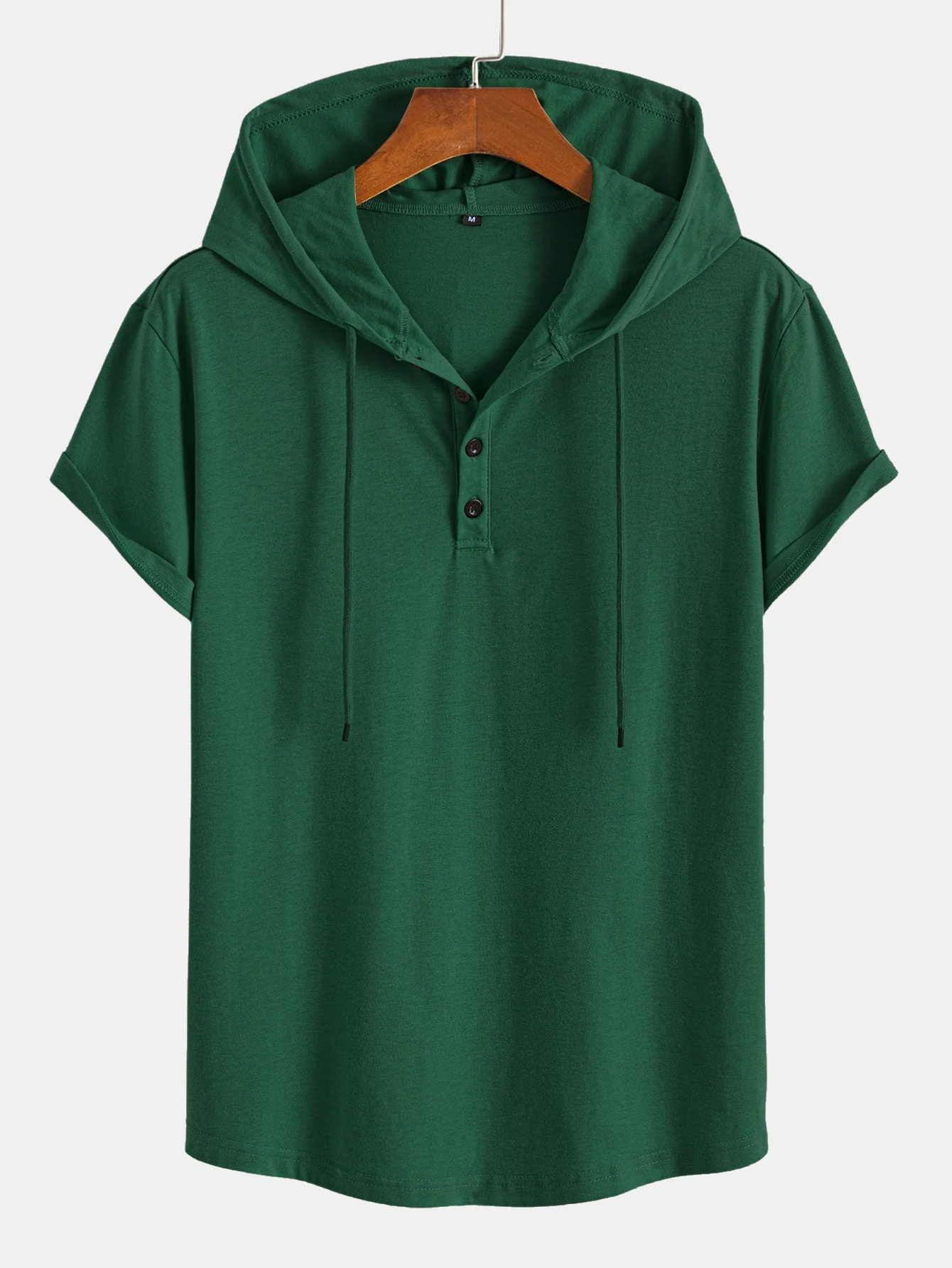 Celestino® | Short Sleeve Henley Hooded T-Shirt - Image 13