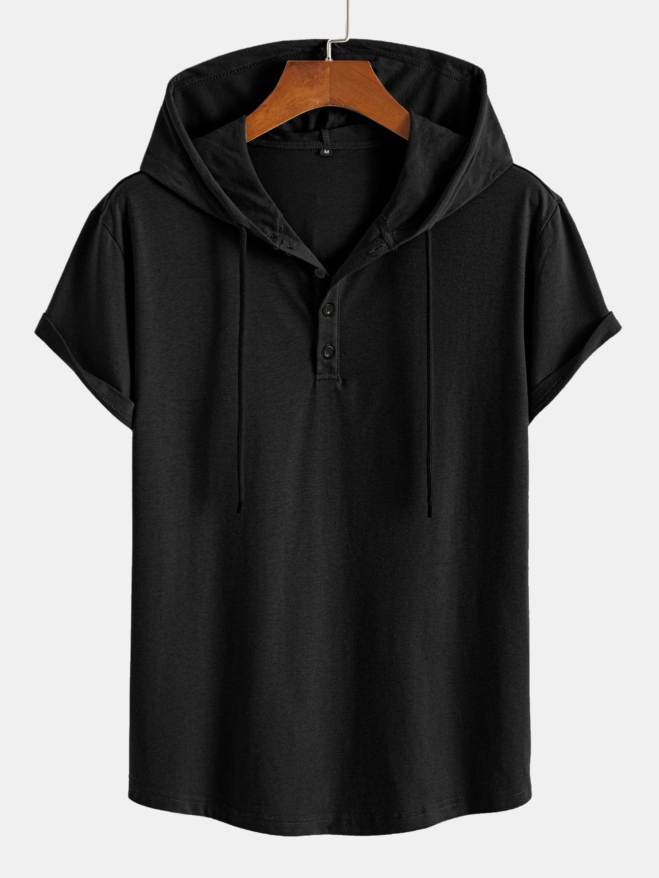 Celestino® | Short Sleeve Henley Hooded T-Shirt - Image 3
