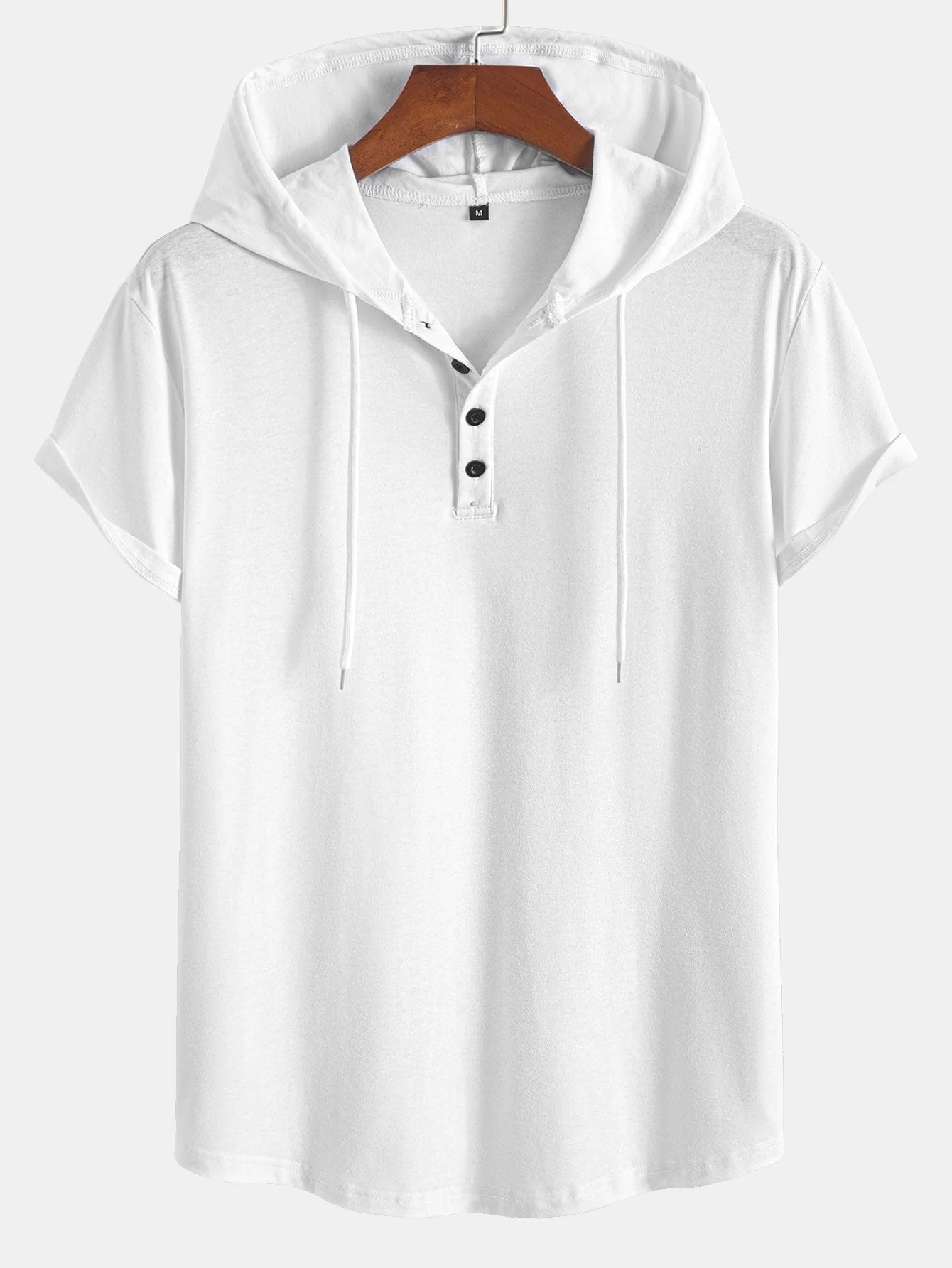 Celestino® | Short Sleeve Henley Hooded T-Shirt - Image 5