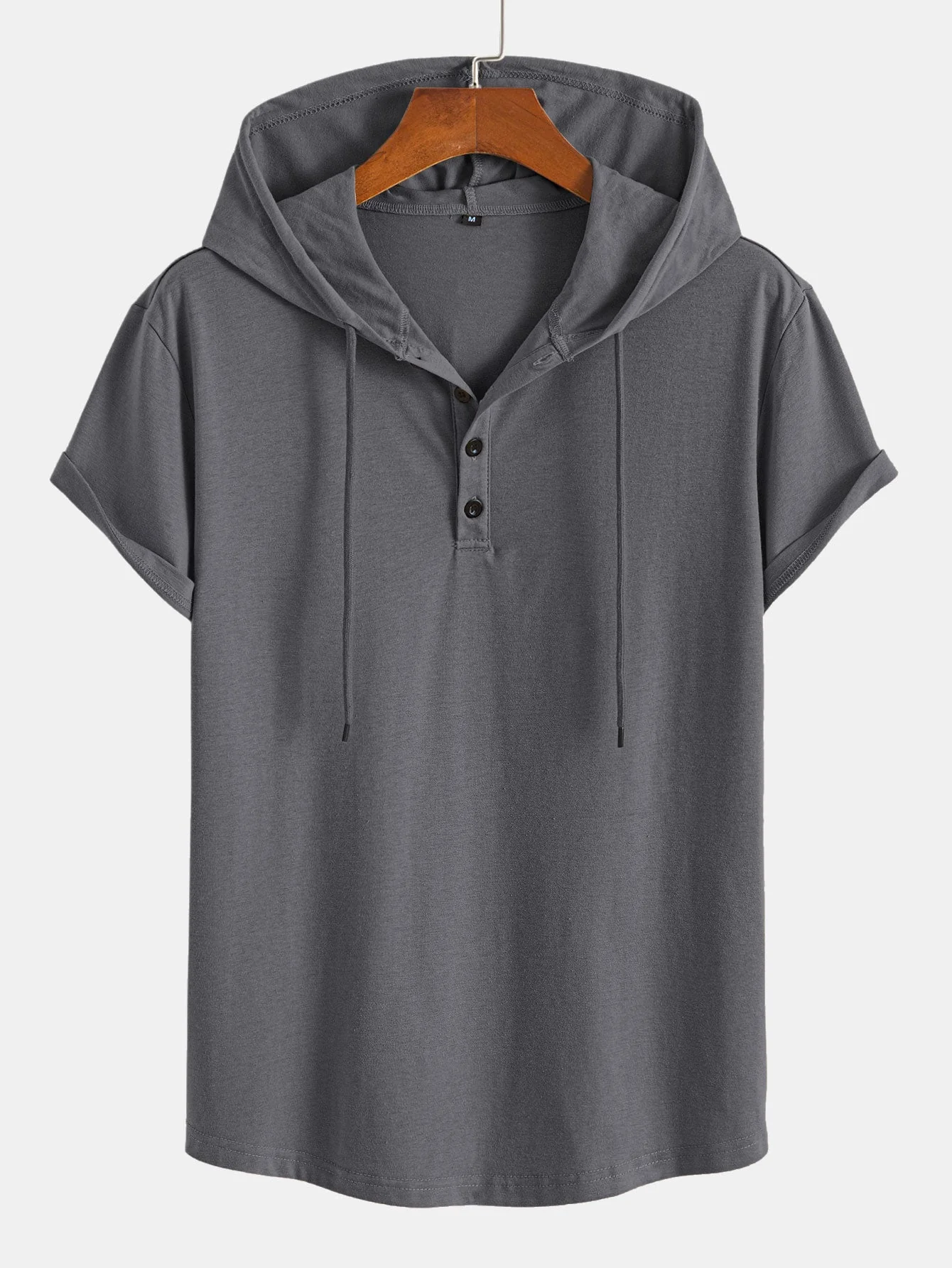 Celestino® | Short Sleeve Henley Hooded T-Shirt - Image 7