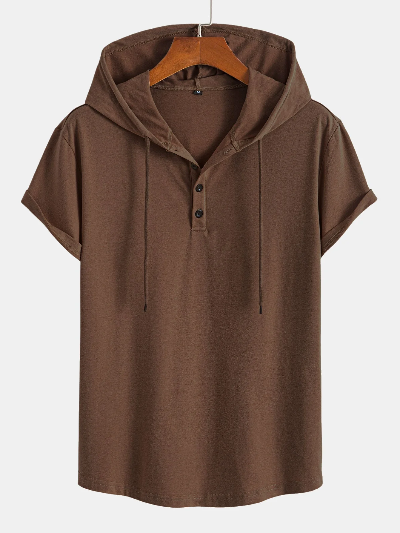 Celestino® | Short Sleeve Henley Hooded T-Shirt - Image 9