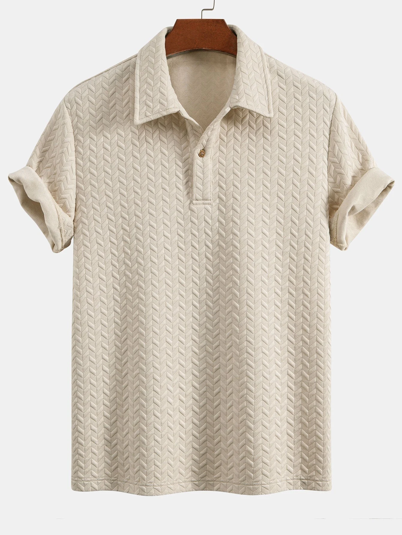 Celestino® | Short Sleeved Jacquard Textured Polo - Image 4