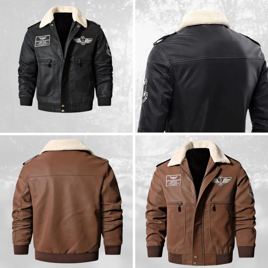 Celino | Sherpa collar flight jacket for men - Image 12