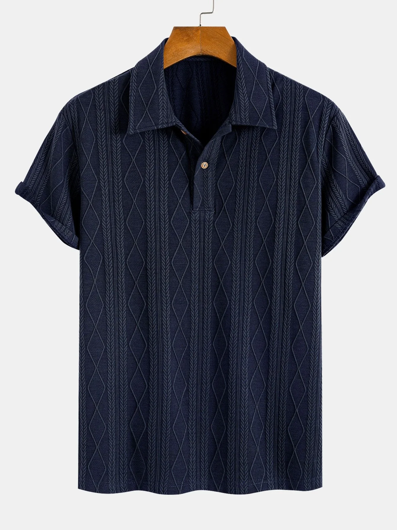 César® | Knitted Geometric Rhombus Jacquard Polo - Image 3