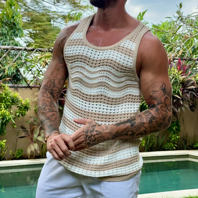 Cesar | Men'S Spring And Summer Fashion Casual Hollow Knitted Slim Tank Top - Image 2