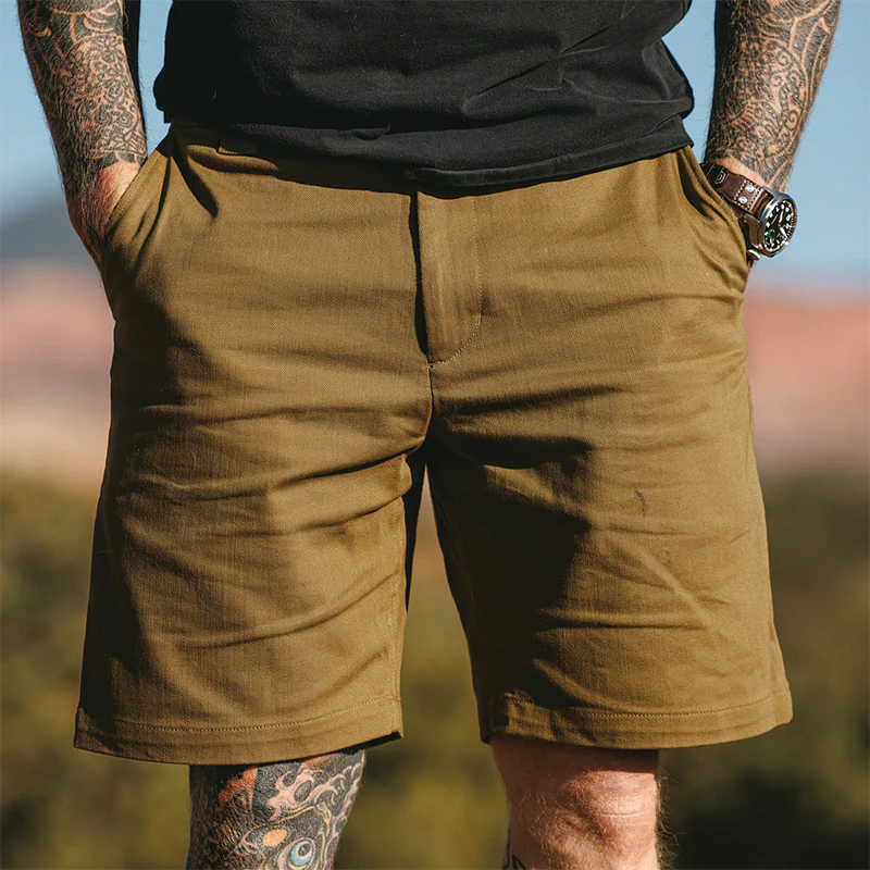Chad | Men'S Vintage Casual Solid Cotton Shorts - Image 2