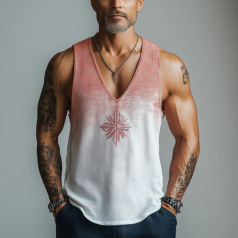 Chandler | Men'S Summer Fashion Gradient Print Waffle Tank Top - Image 2