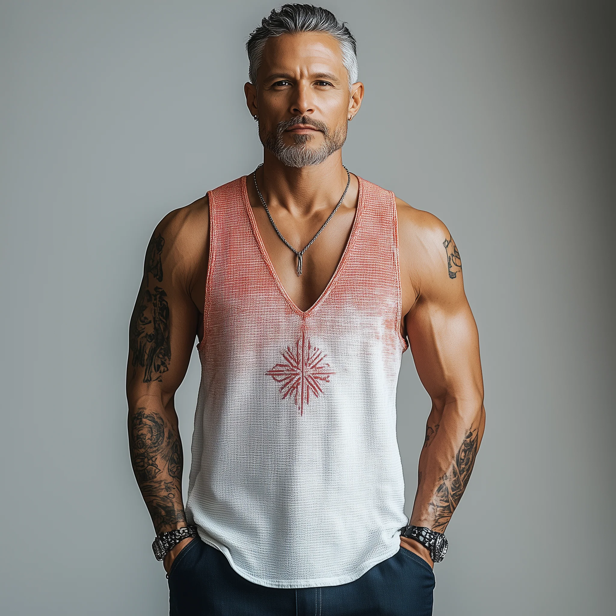 Chandler | Men'S Summer Fashion Gradient Print Waffle Tank Top - Image 4