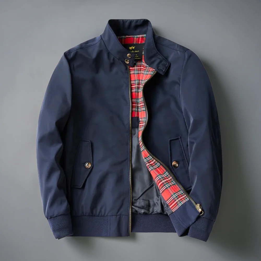 Chano | Classic bomber jacket for men with checked lining - Image 2