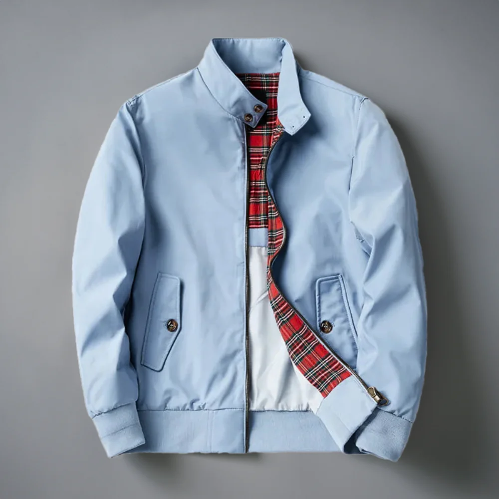 Chano | Classic bomber jacket for men with checked lining - Image 3