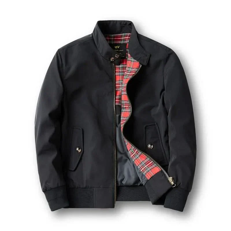 Chano | Classic bomber jacket for men with checked lining - Image 4