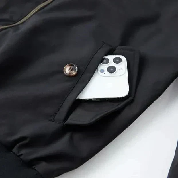 Chano | Classic bomber jacket for men with checked lining - Image 7