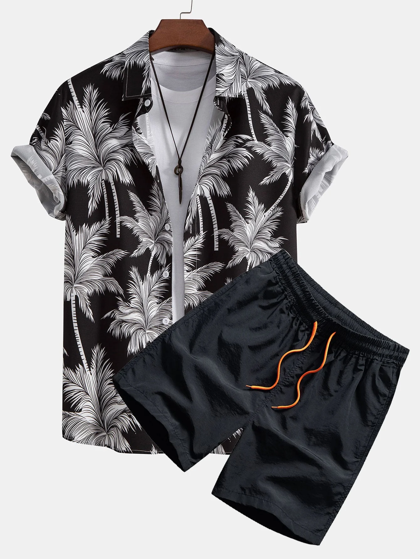 Charles® | Palm Tree Print Button Up Shirt & Swim Short - Image 2