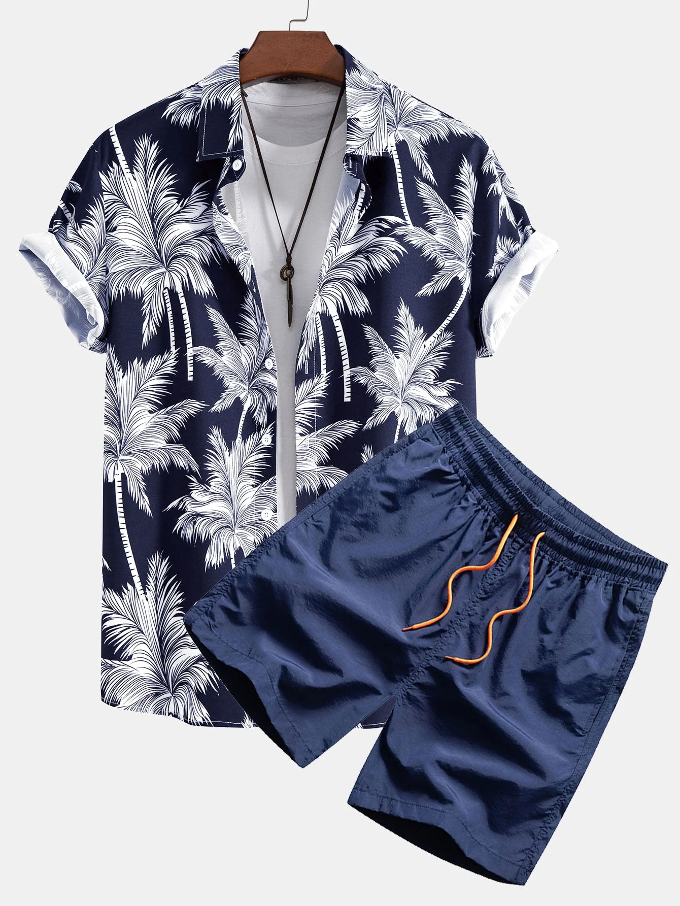 Charles® | Palm Tree Print Button Up Shirt & Swim Short - Image 3