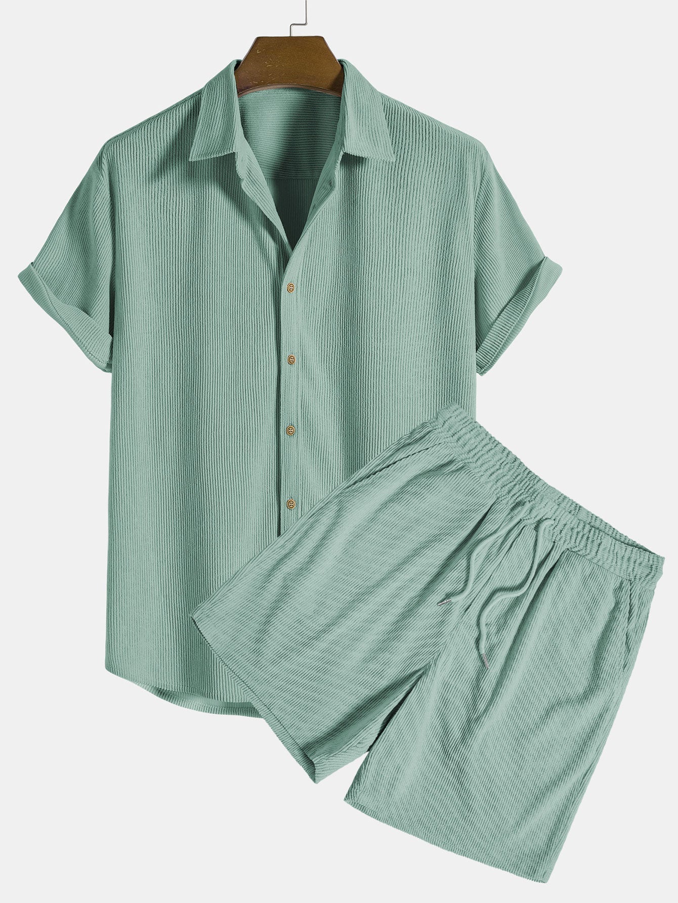 Chris® | Short-Sleeved Corduroy Button Up Shirt & Shorts - Image 3