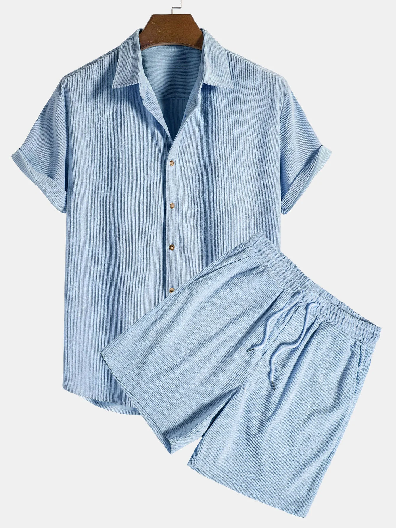 Chris® | Short-Sleeved Corduroy Button Up Shirt & Shorts - Image 4