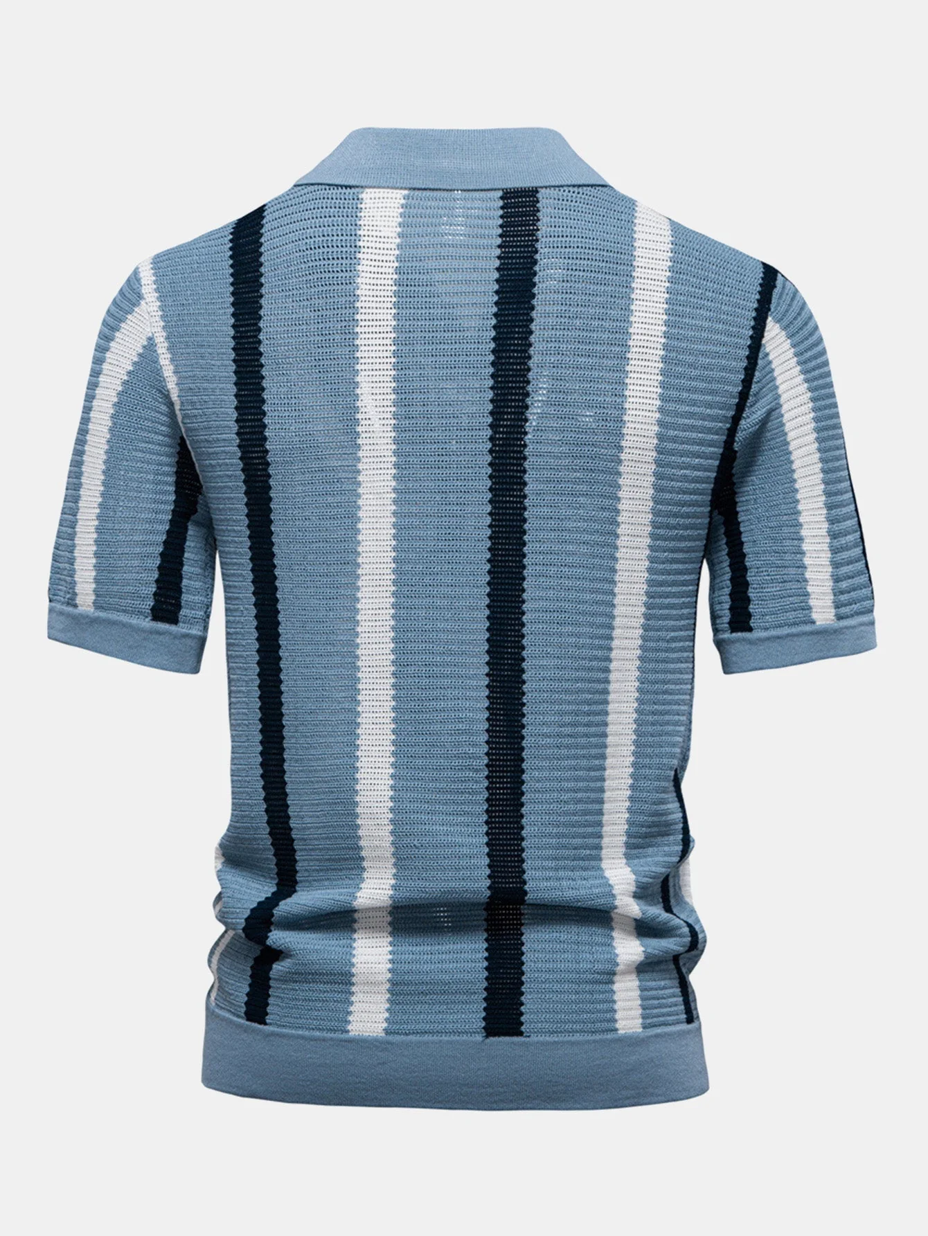 Chris® | Stripe Knit V Neck Polo Shirt - Image 6