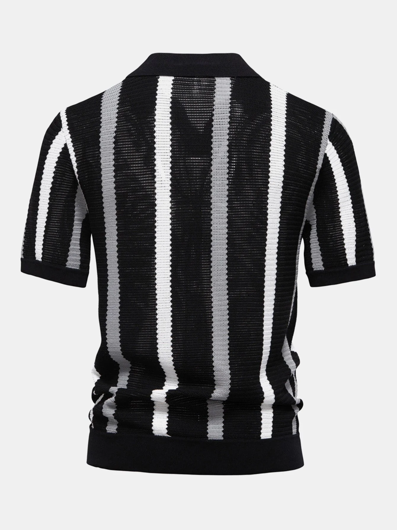 Chris® | Stripe Knit V Neck Polo Shirt - Image 8