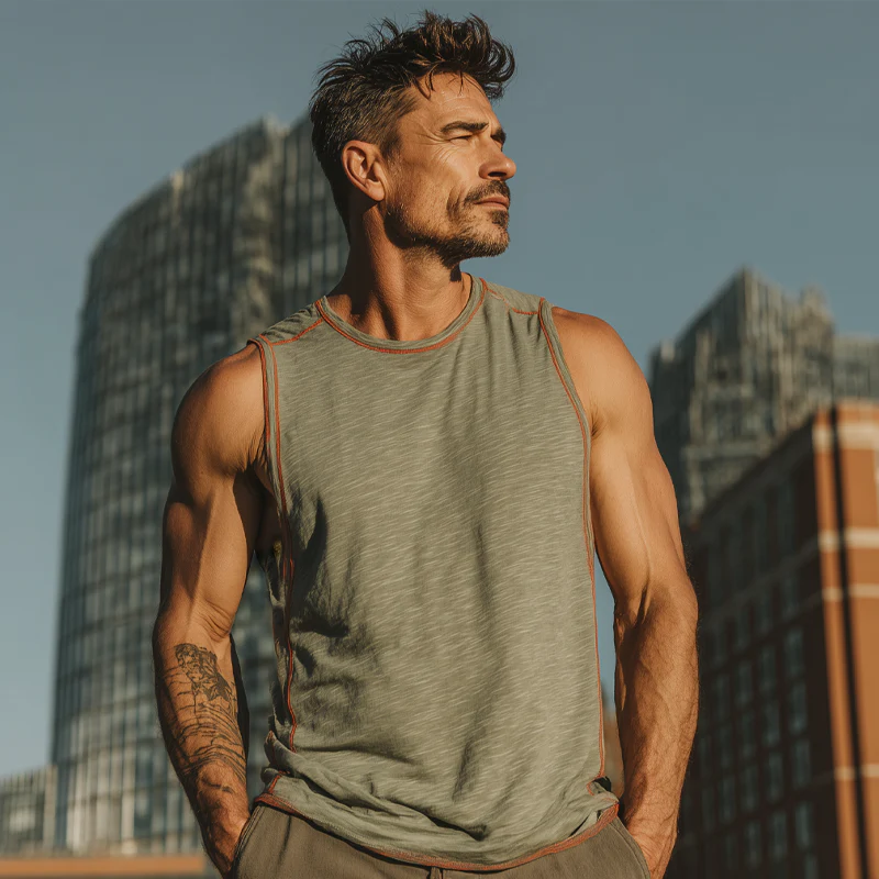 Chris | Men'S Blended Round Neck Sleeveless Tank Tops - Image 4