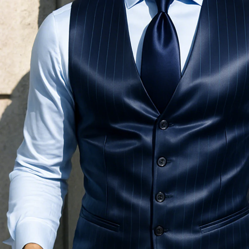 Chris | Men'S Retro Casual Satin Stripe Printed Vest - Image 3