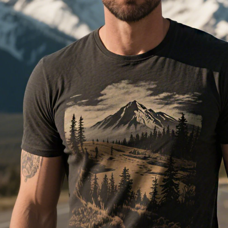 Chris | Men'S Retro Casual Wilderness Style Printed Round Neck Short Sleeve T-Shirt - Image 3