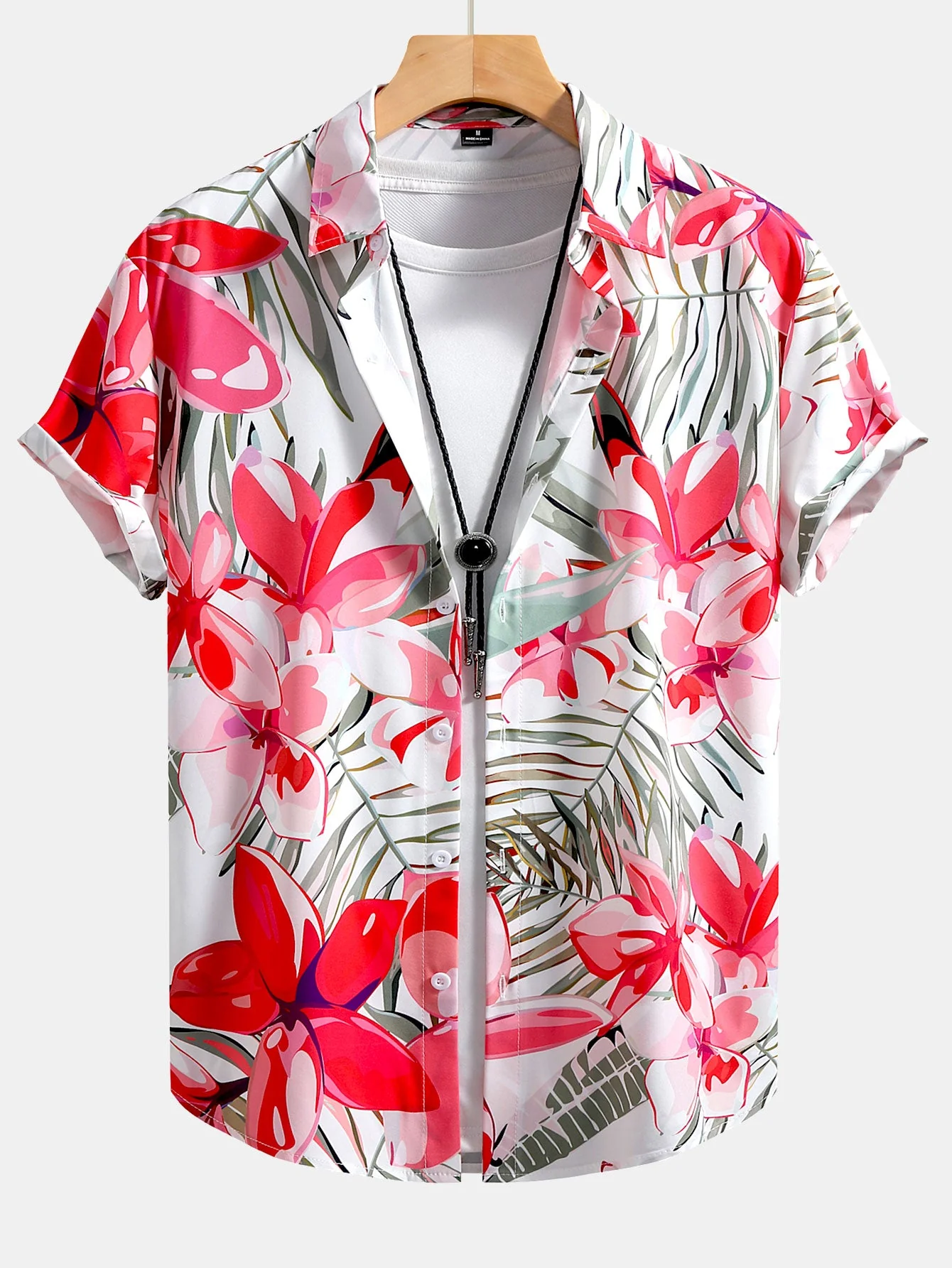 Christian® | Flower Plants Print Button Up Shirt & Swim Shorts - Image 10