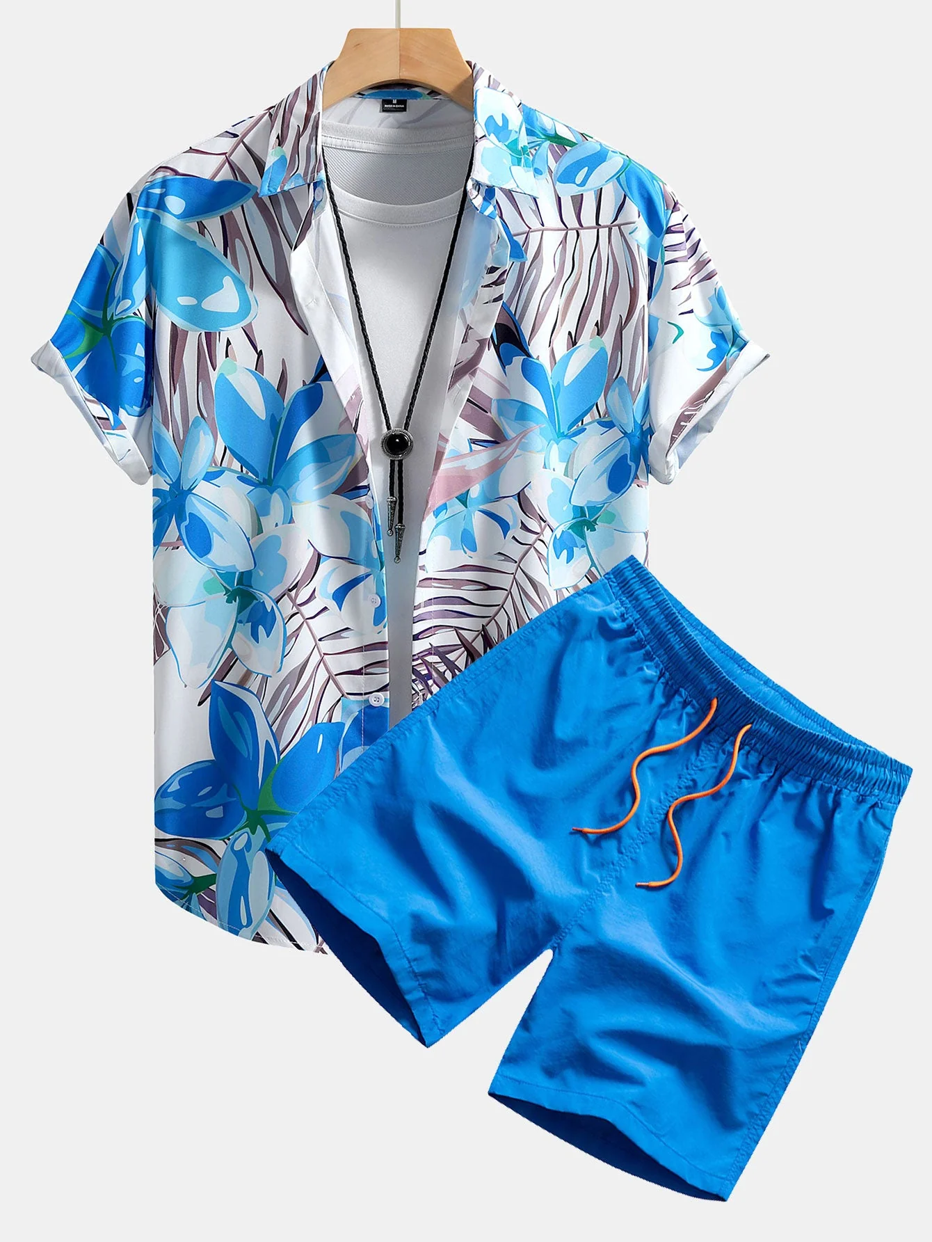 Christian® | Flower Plants Print Button Up Shirt & Swim Shorts - Image 4