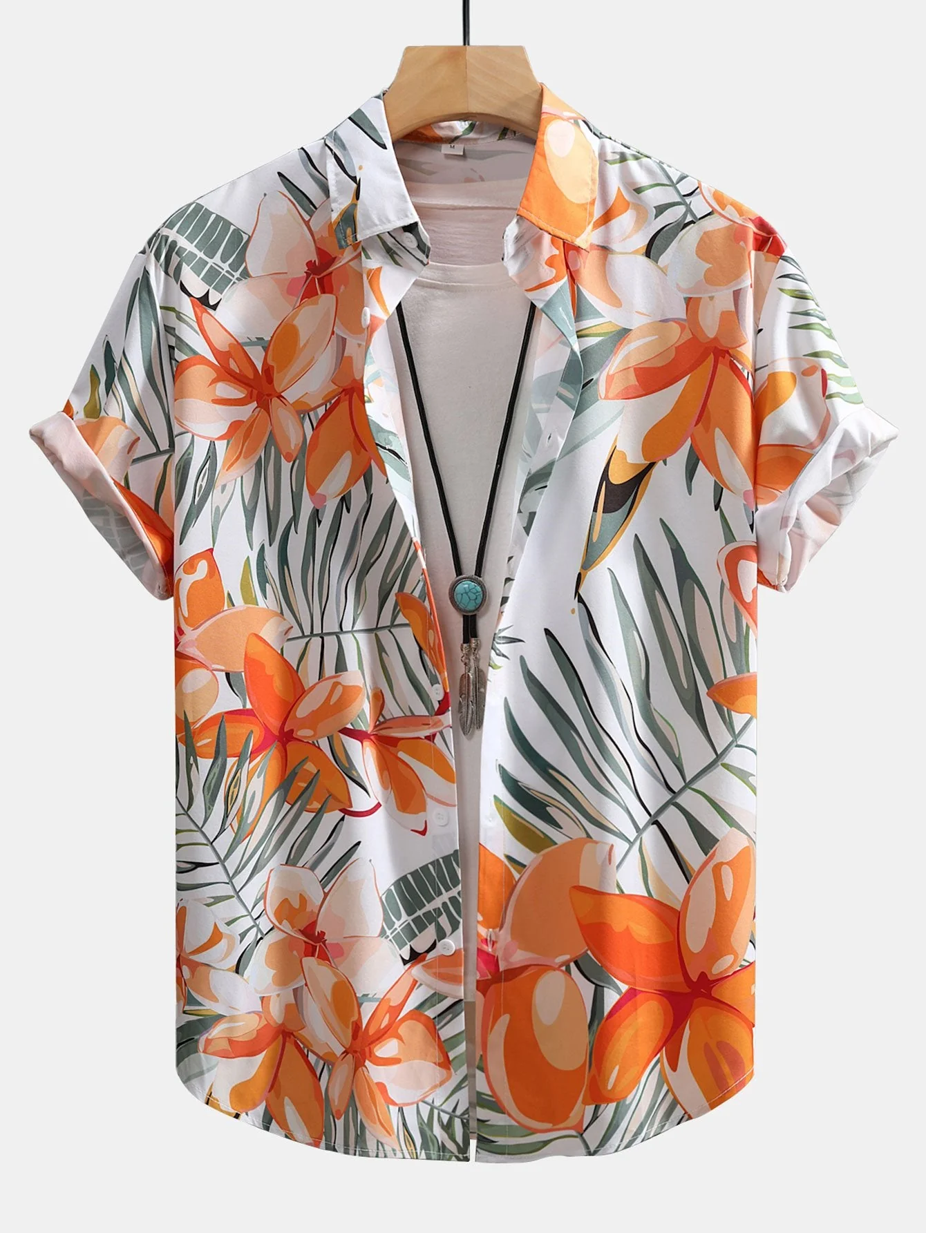 Christian® | Flower Plants Print Button Up Shirt & Swim Shorts - Image 8
