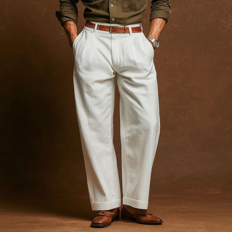 Christopher | Men'S Casual Solid Color Breathable Cotton Straight Suit Pants (Belt Excluded) - Image 2