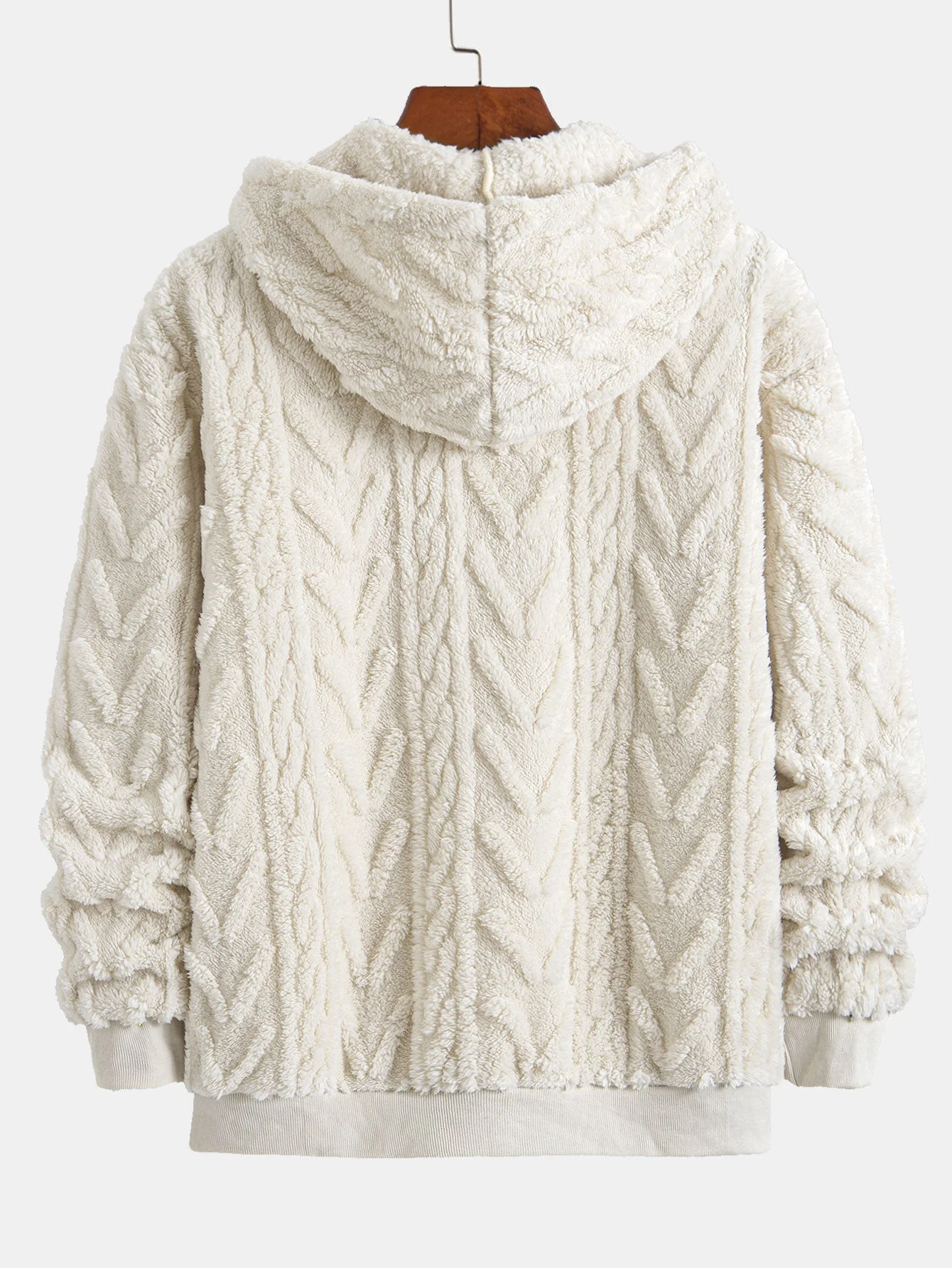 Cillian | Geometric Jacquard Zip Up Teddy Hoodie - Image 5