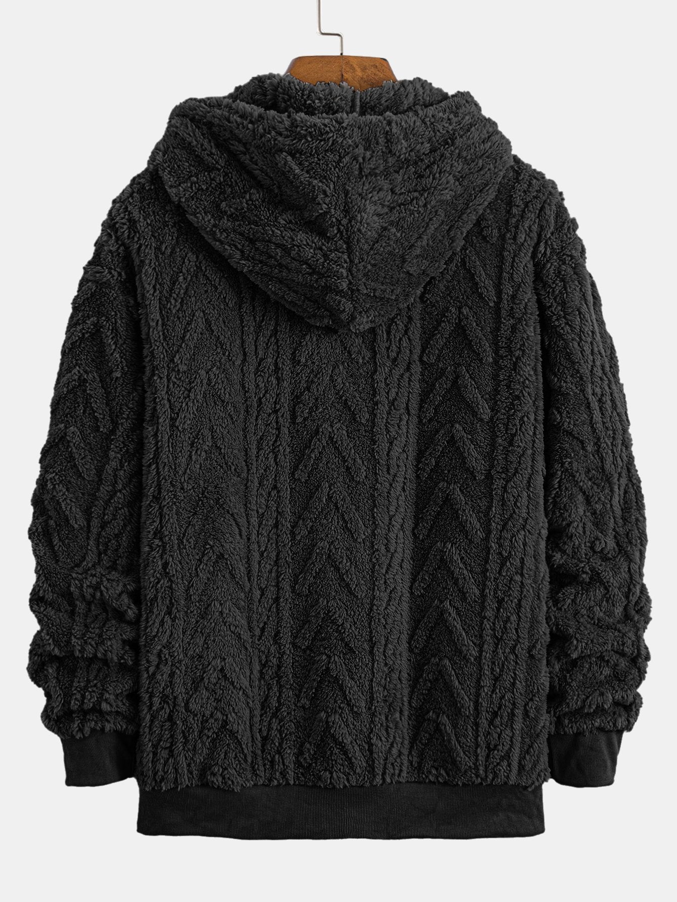Cillian | Geometric Jacquard Zip Up Teddy Hoodie - Image 9