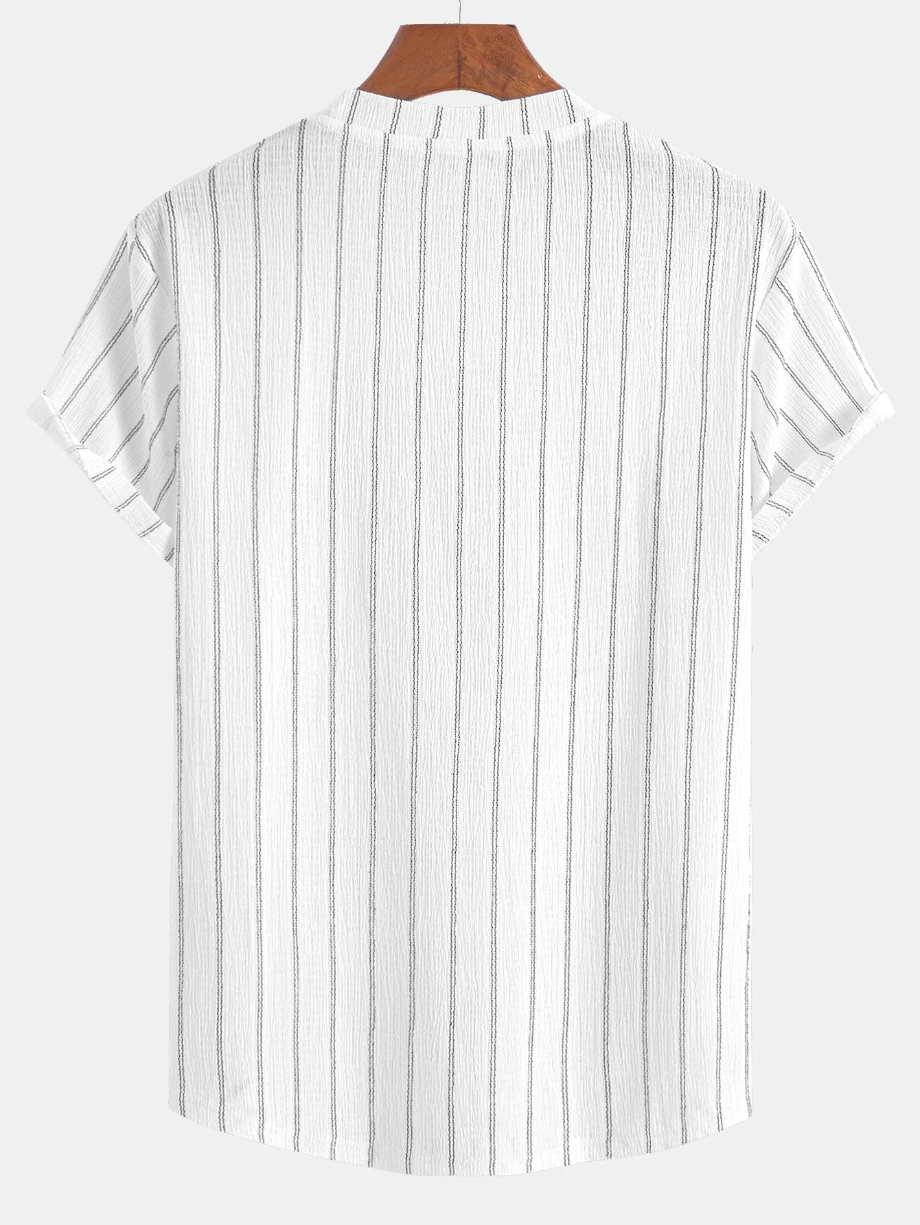 Cipriano® | Stripe Textured Arc Hem T-Shirt - Image 4