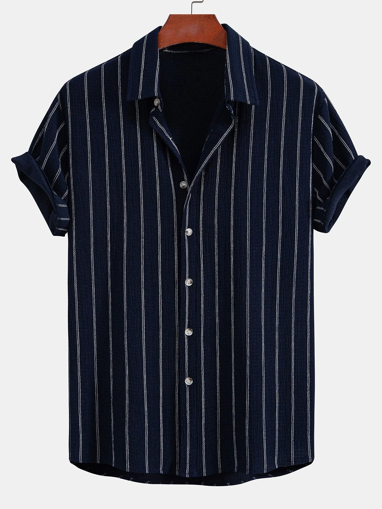 Cirilo® | Stripe Textured Button Up Shirt - Image 3