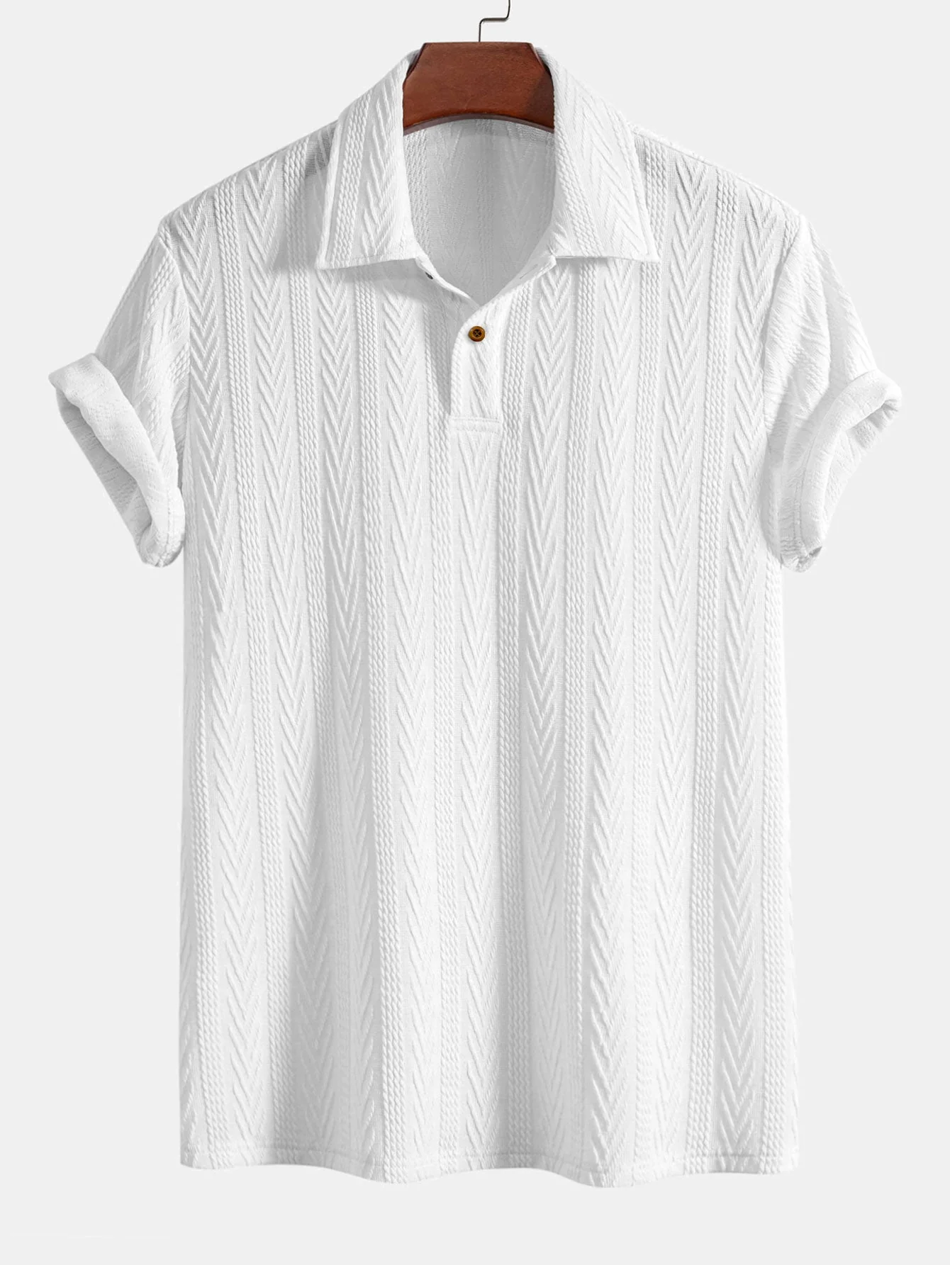 Ciro® | Short Sleeve Jacquard Polo & Straight Leg Ribbed Pants - Image 16