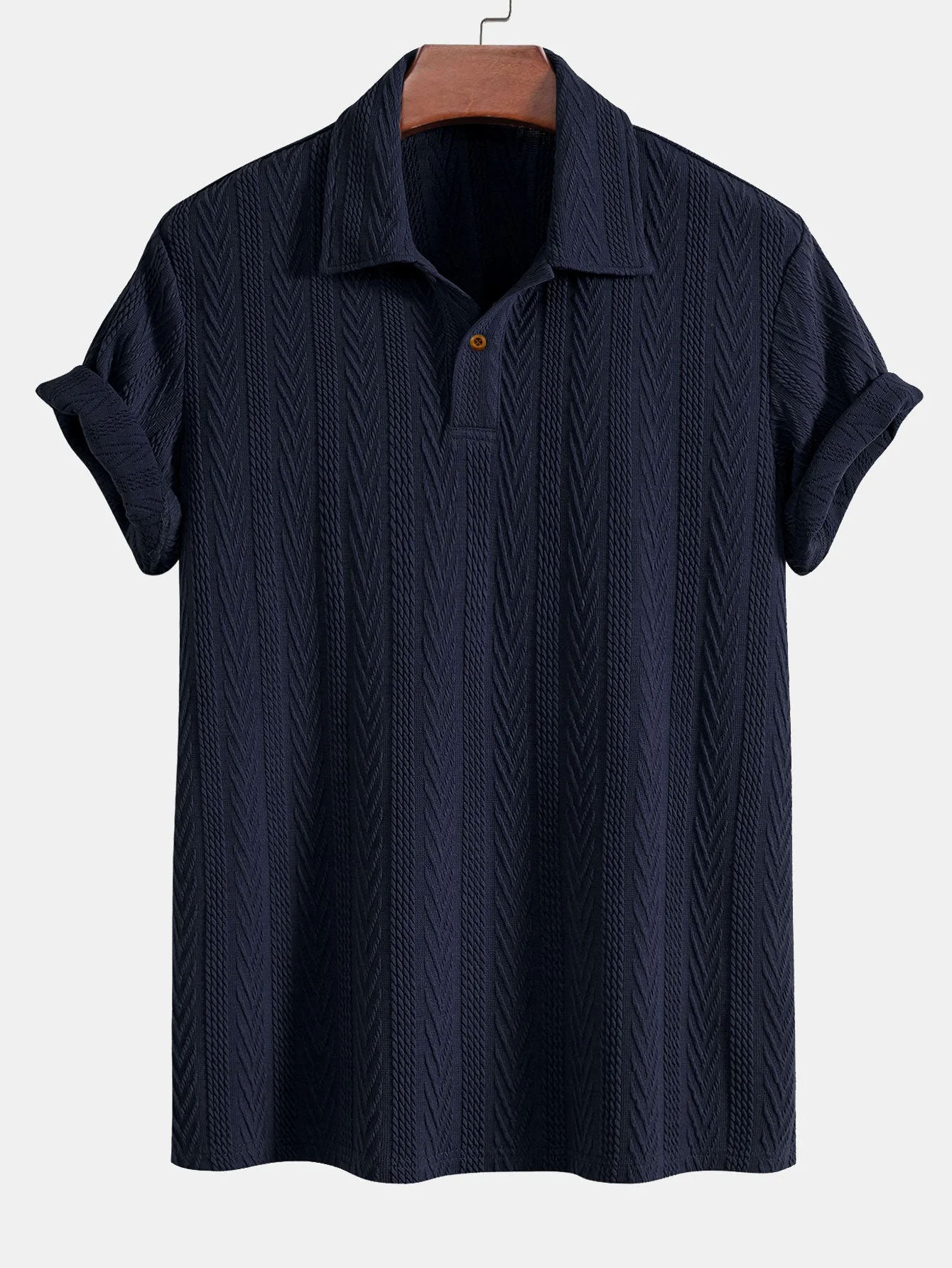 Ciro® | Short Sleeve Jacquard Polo & Straight Leg Ribbed Pants - Image 9