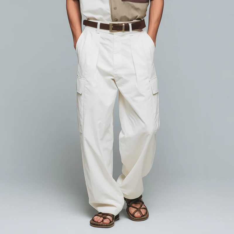 Clarence | Men'S Casual Solid Color Breathable Cotton Multi-Pocket Straight Cargo Pants (Belt Excluded) - Image 2