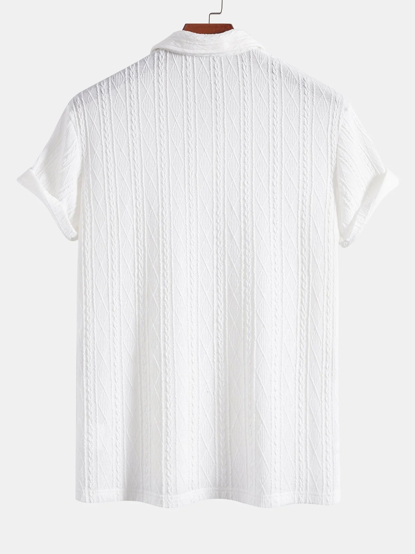 Claudio® | Knitted Rhombus Geometric Jacquard Polo - Image 6