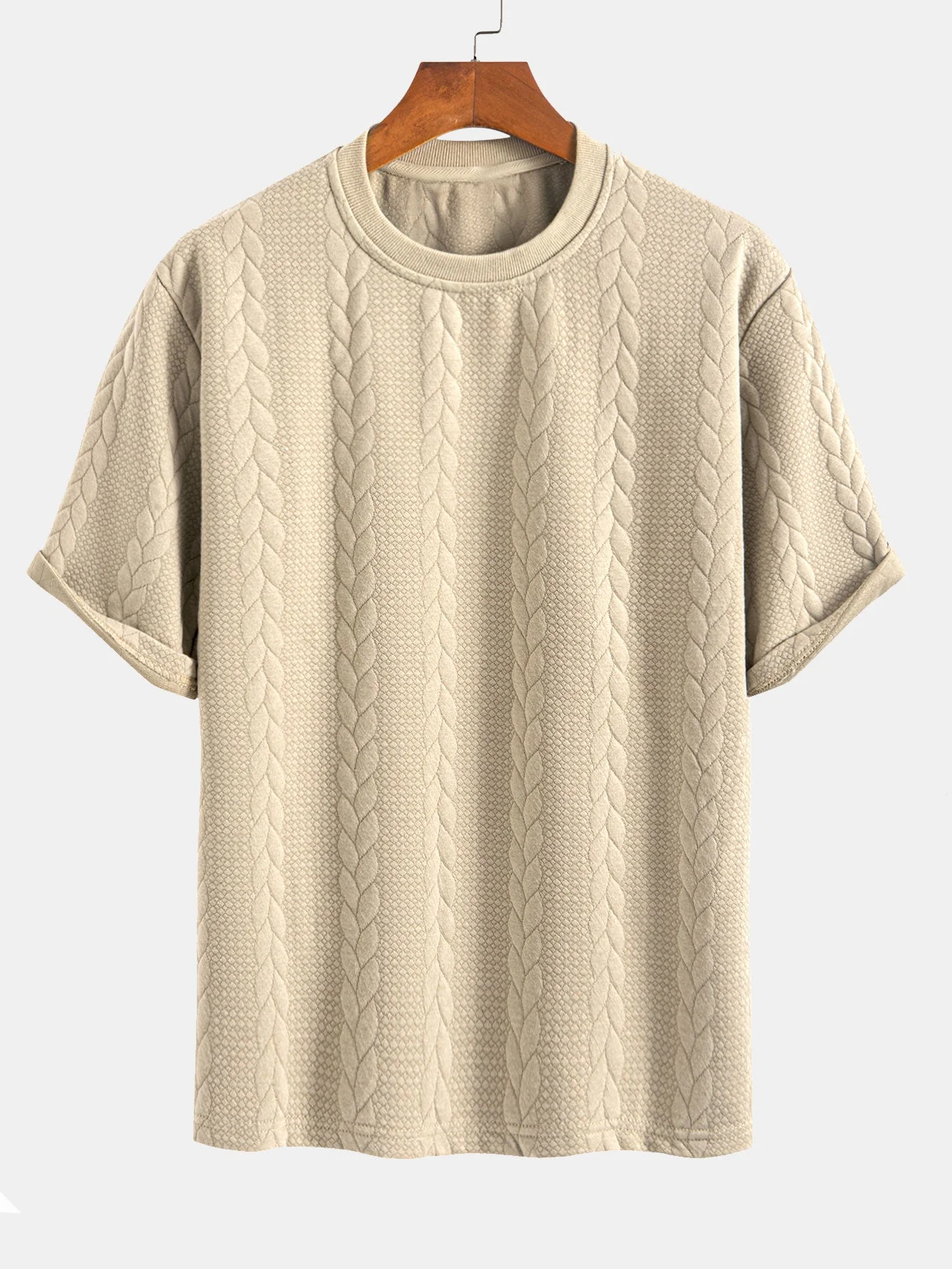 Clay® | Relax Fit Mid-Length Sleeve Twist Jacquard T-Shirt & Shorts - Image 9