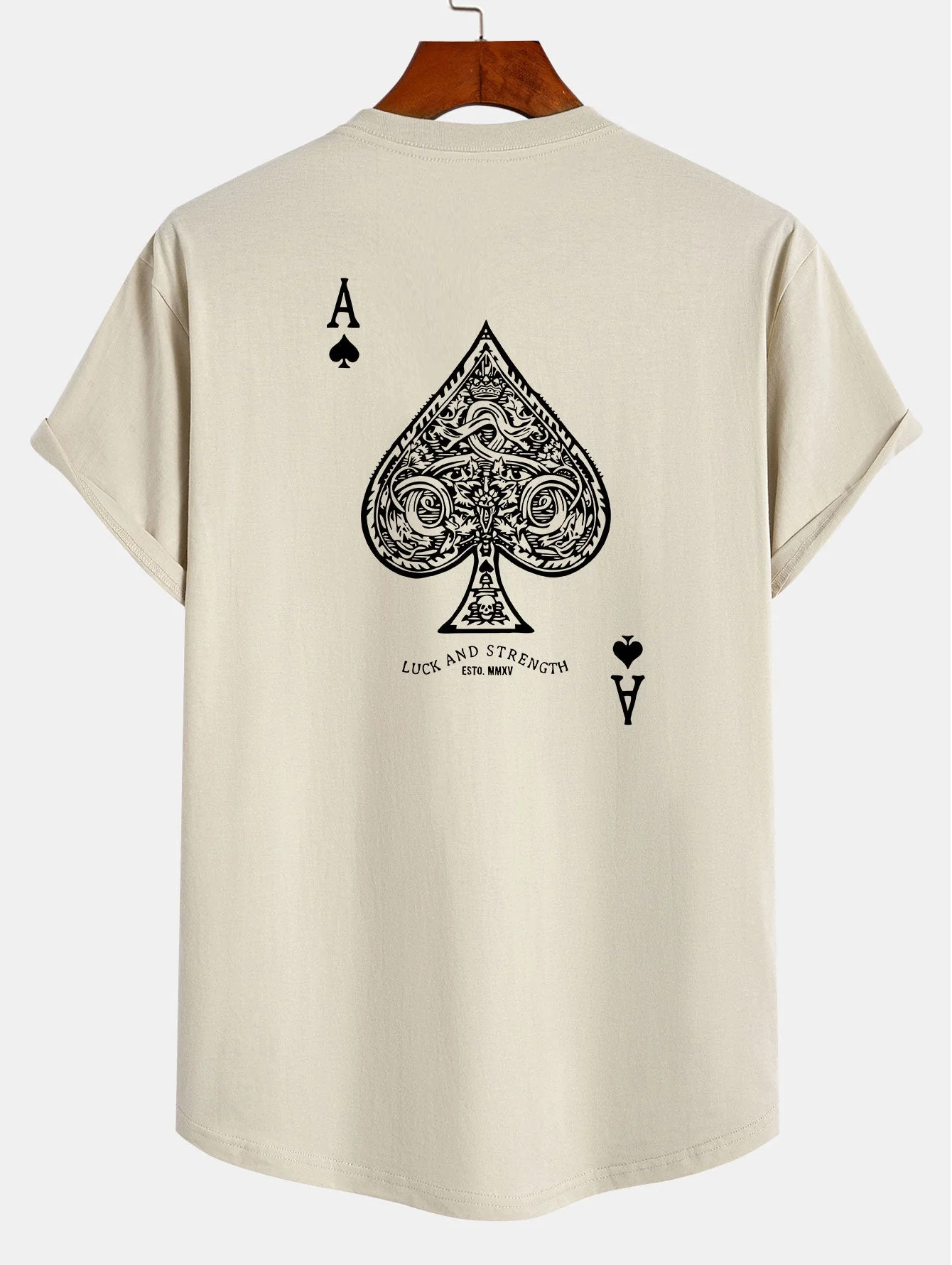 Clemente® | Ace Of Spades Print Cotton Arc Hem T-Shirt - Image 10