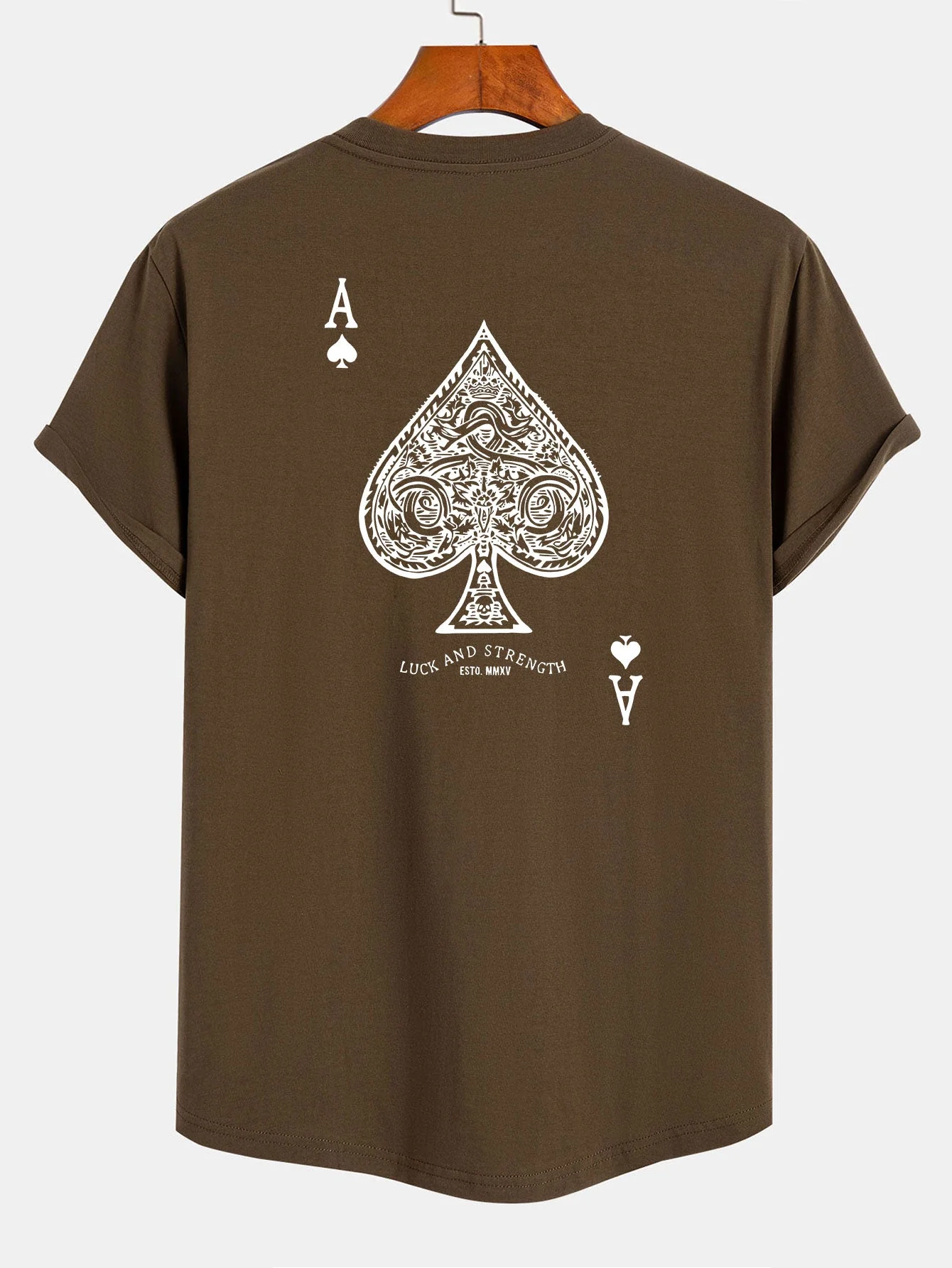 Clemente® | Ace Of Spades Print Cotton Arc Hem T-Shirt - Image 5