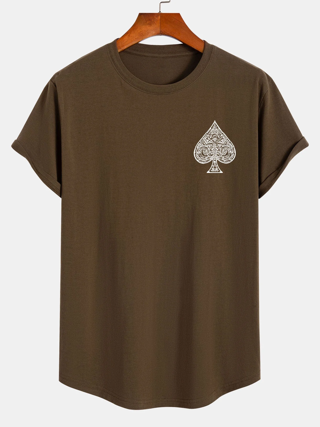 Clemente® | Ace Of Spades Print Cotton Arc Hem T-Shirt - Image 6