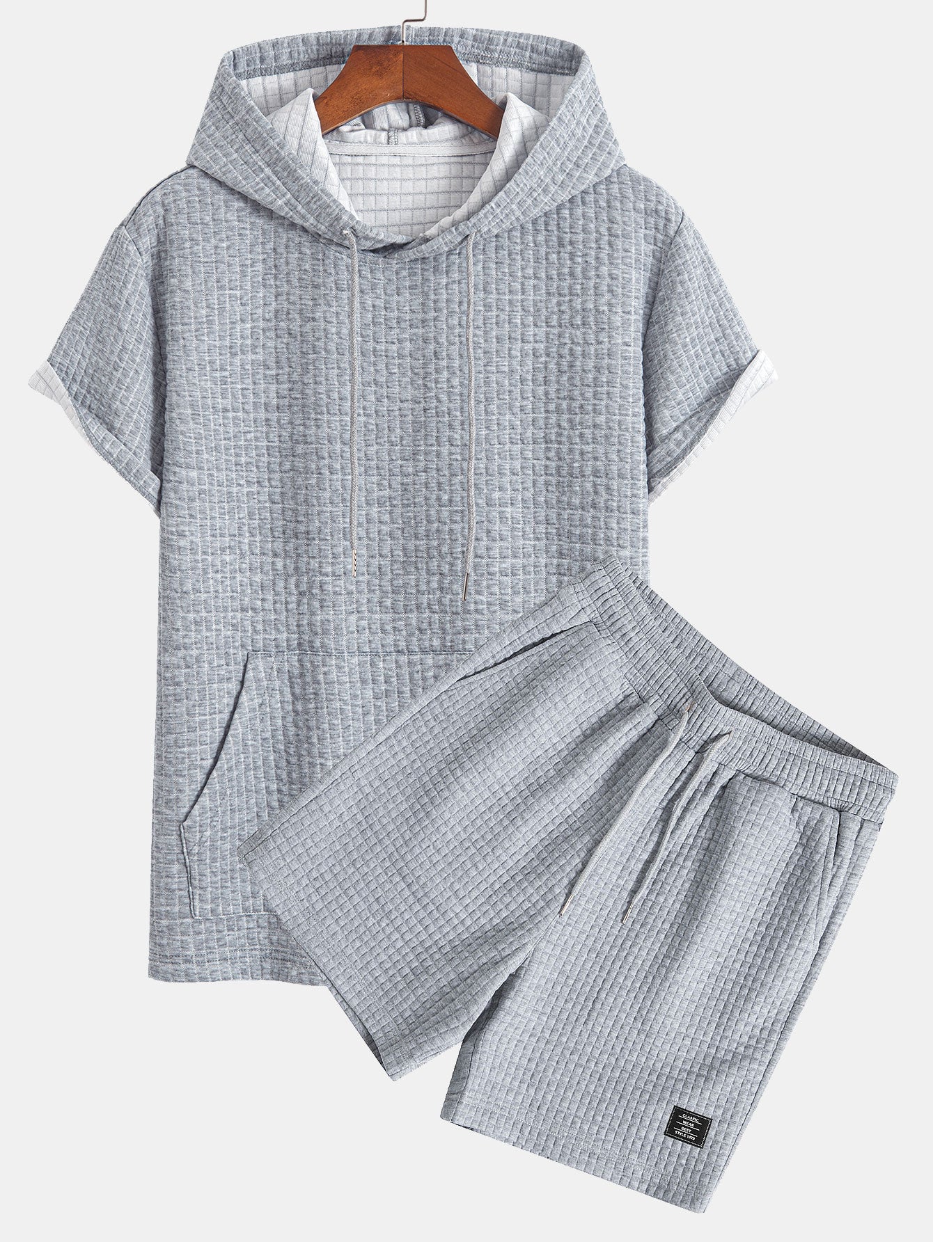 Cliff® | Kangaroo Pocket Waffle Hooded T-Shirt & Shorts - Image 3