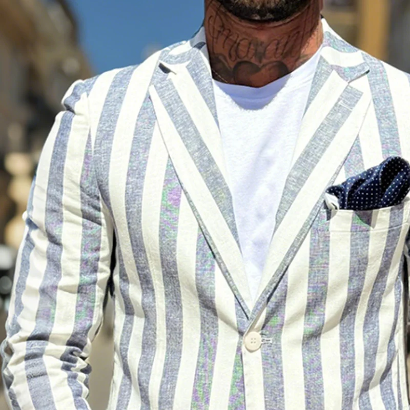 Clifton | Men'S Retro Casual Striped Print Blazer - Image 3