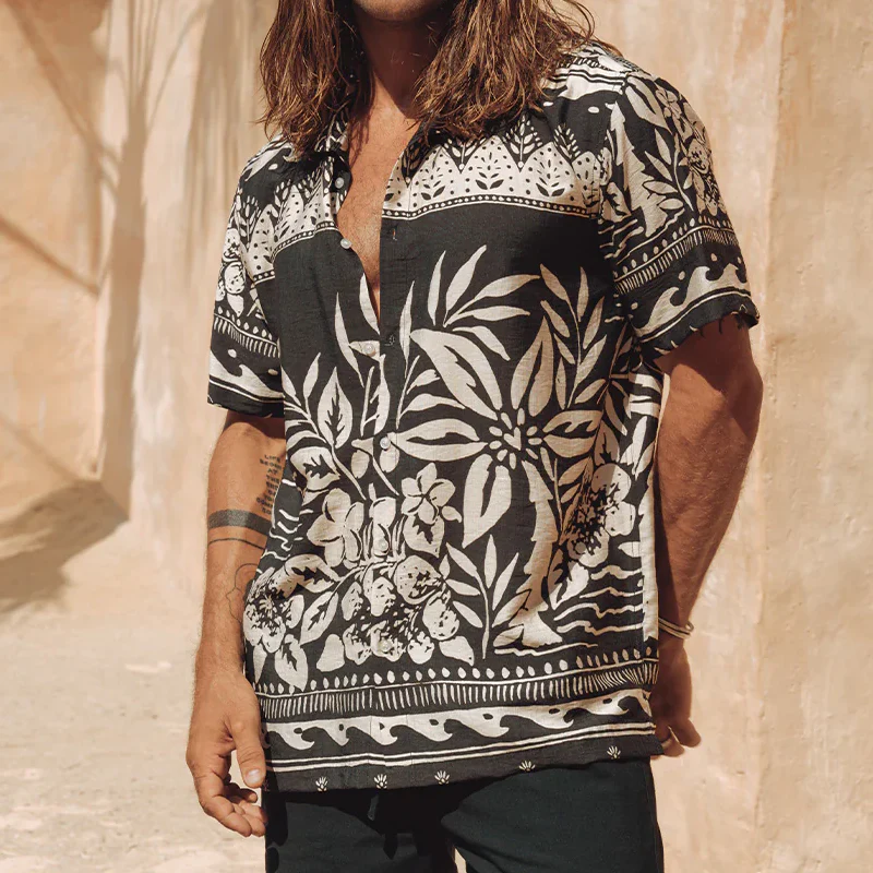 Clint | Men'S Spring And Summer Fashion Casual Tencel Cotton Printed Short Sleeve Shirt - Image 4