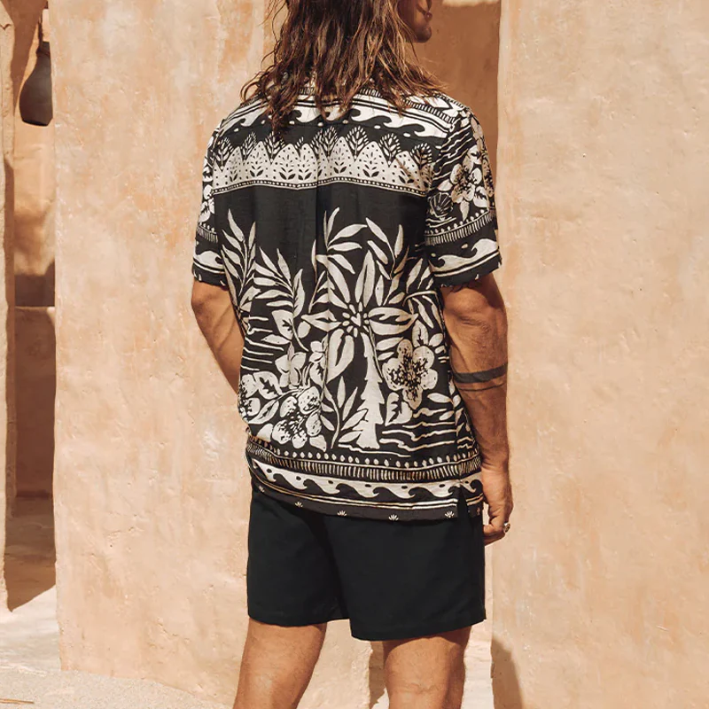 Clint | Men'S Spring And Summer Fashion Casual Tencel Cotton Printed Short Sleeve Shirt - Image 5