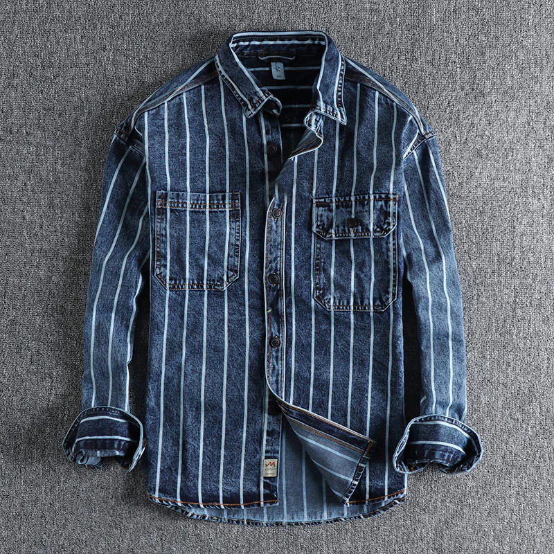 Clive® | Trendy Striped Denim Shirt - Image 4