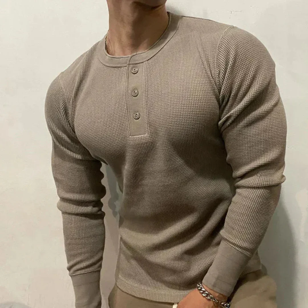 Clodomiro | Knit Muscle Henley Shirt - Image 2