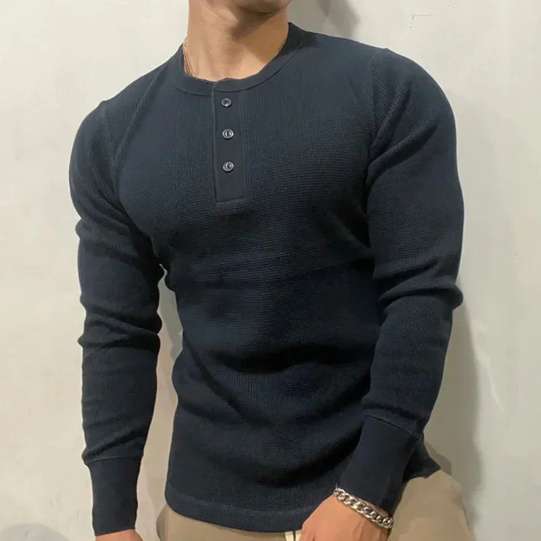 Clodomiro | Knit Muscle Henley Shirt - Image 5