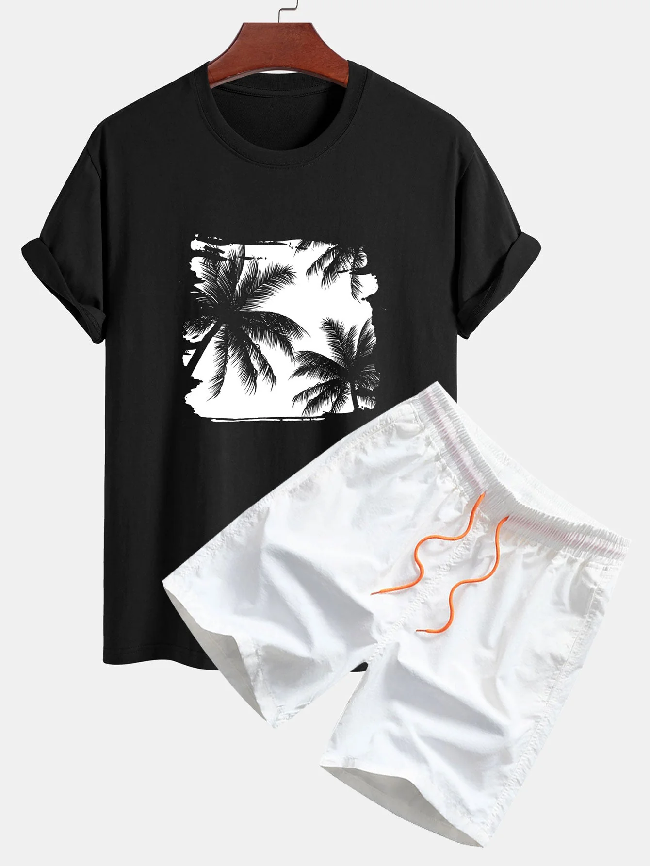 Cole® | Regular Fit Palm Trees Silhouette Print Cotton T-Shirt & Swim Shorts - Image 4