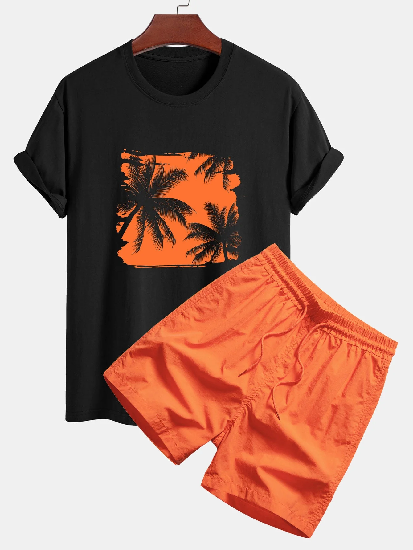 Cole® | Regular Fit Palm Trees Silhouette Print Cotton T-Shirt & Swim Shorts - Image 5